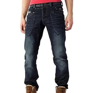 PME Legend Aviator Straight Leg Jeans Low Rise Ankle Classic Denim Blue 34x32